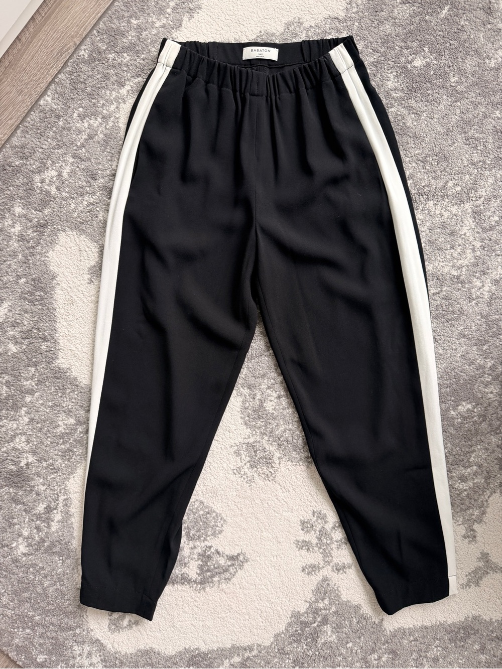 Aritzia Babaton Black Ankle Pants with White Side Stripe
